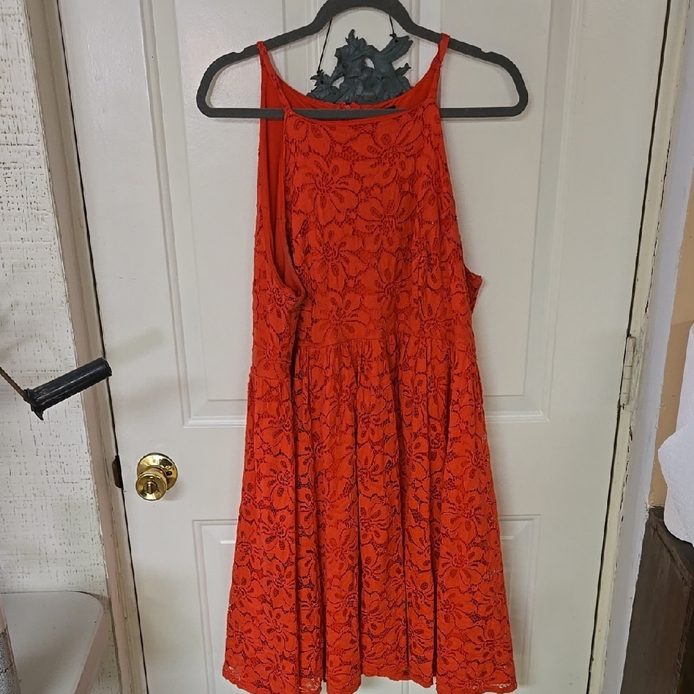 Elegant Orange Lace Dress